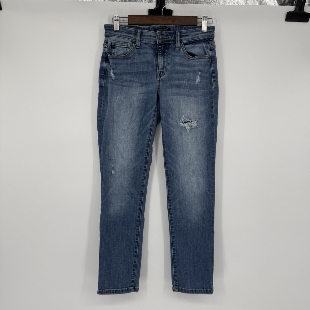 Judy Blue Jeans Womens 3/26‎ Boyfriend Fit Slimming Distressed Stretch Whiskered